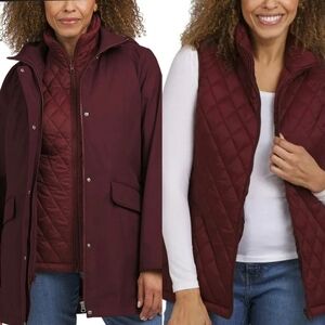 Land's End NWT  3-in-1 Systems Jacket Burgandy XS